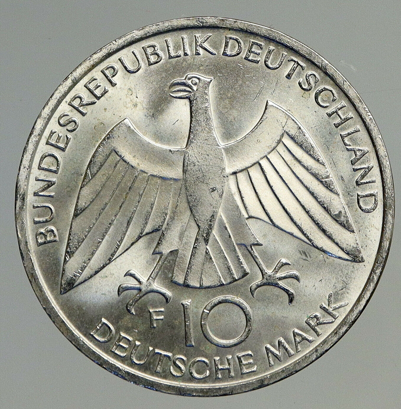 1972 F GERMANY Munich Summer Olympics Games Schleife 10 Mark Silver Coin i93876