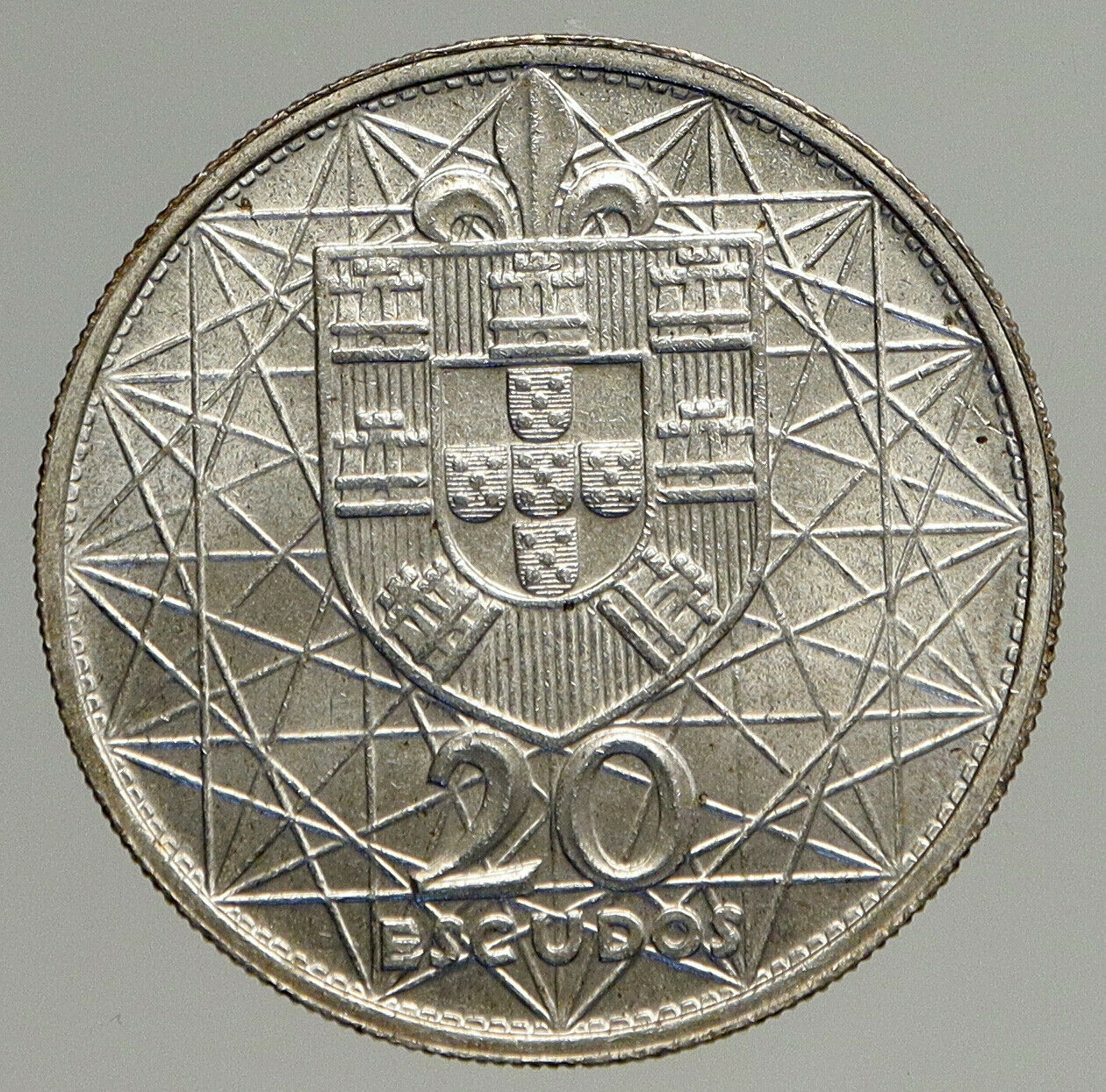 1966 PORTUGAL w Opening of SALAZAR BRIDGE Antique Silver 20 Escudos Coin i93889