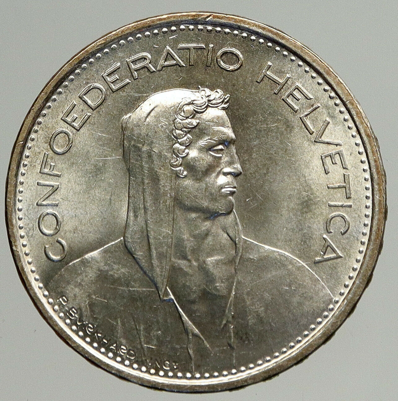 1966 B Switzerland Founding HERO WILLIAM TELL 5 Francs Silver Swiss Coin i93862