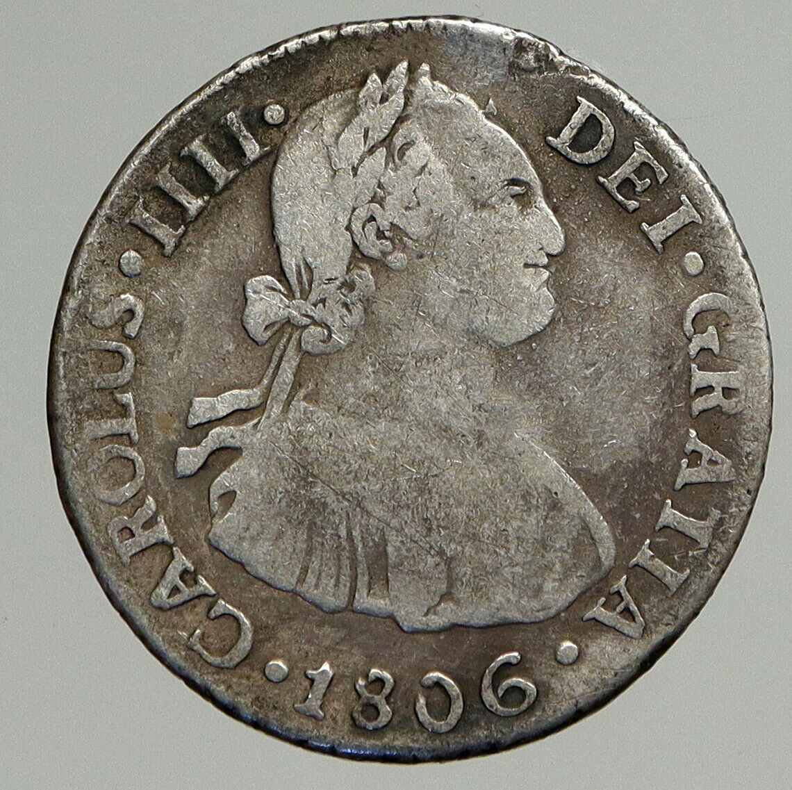 1806 JP PERU South America KING CHARLES IV Silver Peruvian Real Coin i93865