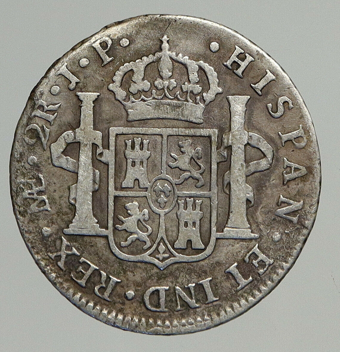 1806 JP PERU South America KING CHARLES IV Silver Peruvian Real Coin i93865