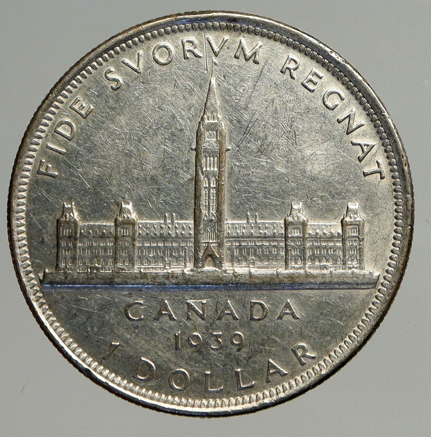 1939 CANADA Canadian Centre Block in Ottwa George VI Silver Dollar Coin i93874