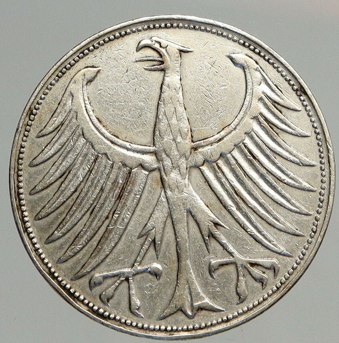 1951 J GERMANY Vintage Winged Eagle OLD German Large 5 Mark Silver Coin i93866