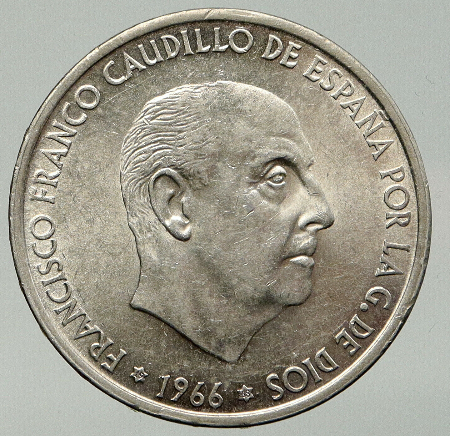 1966 SPAIN Large Franco Caudillo VINTAGE Silver 100 Pesetas Spanish Coin i93140