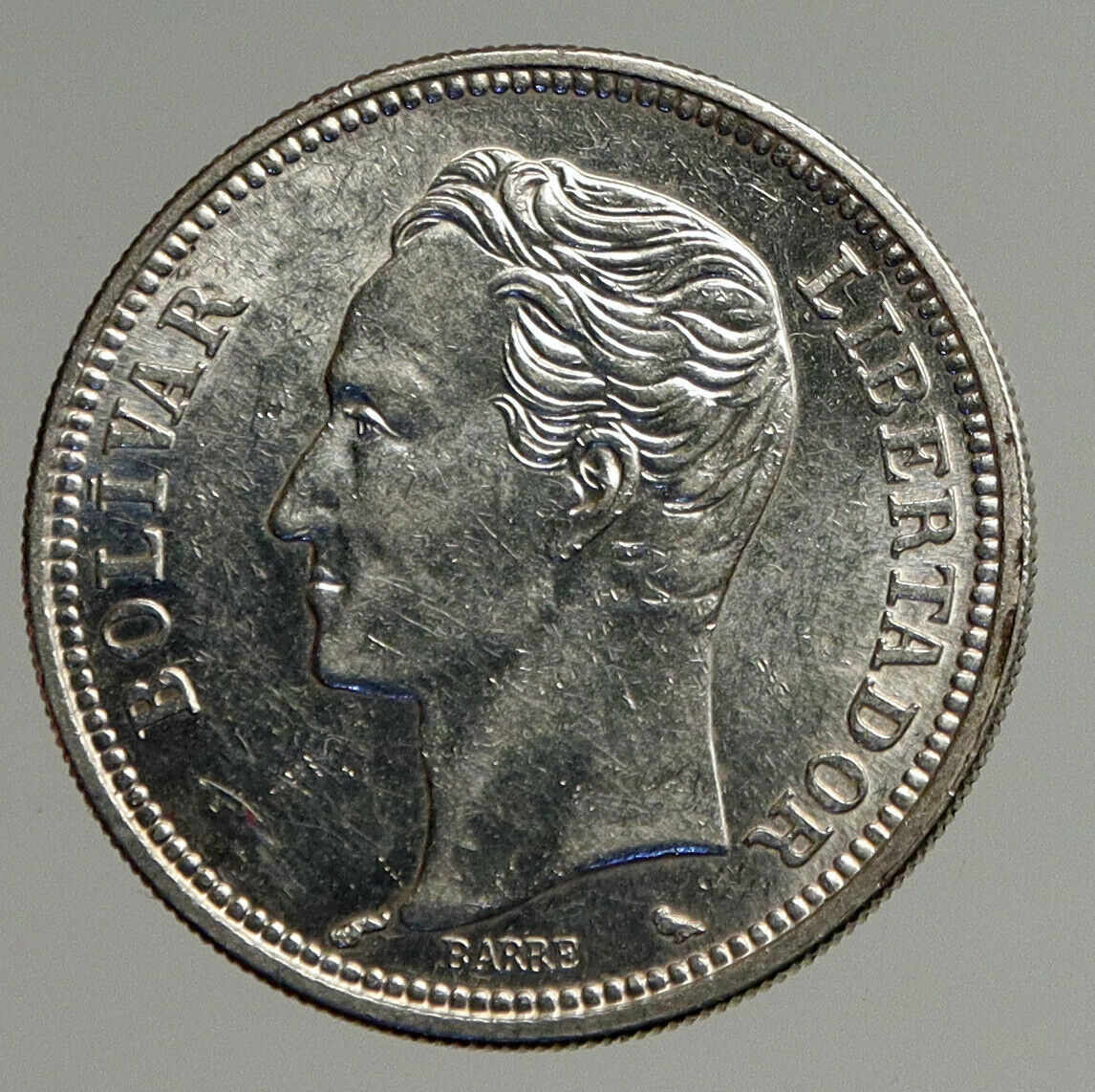 1960 Freemason President Simon Bolivar VENEZUELA Founder 2BLV Silver Coin i93857