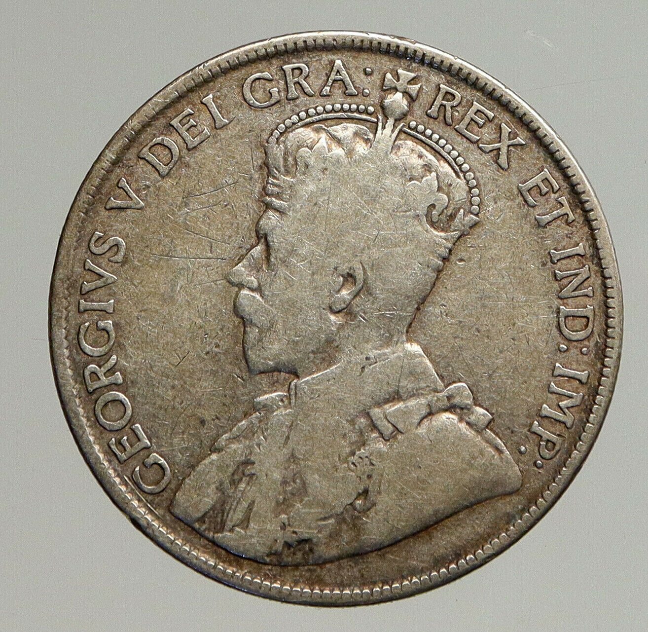 1919 CANADA Newfoundland UK King George V Antique SILVER 50 CENTS Coin i93855