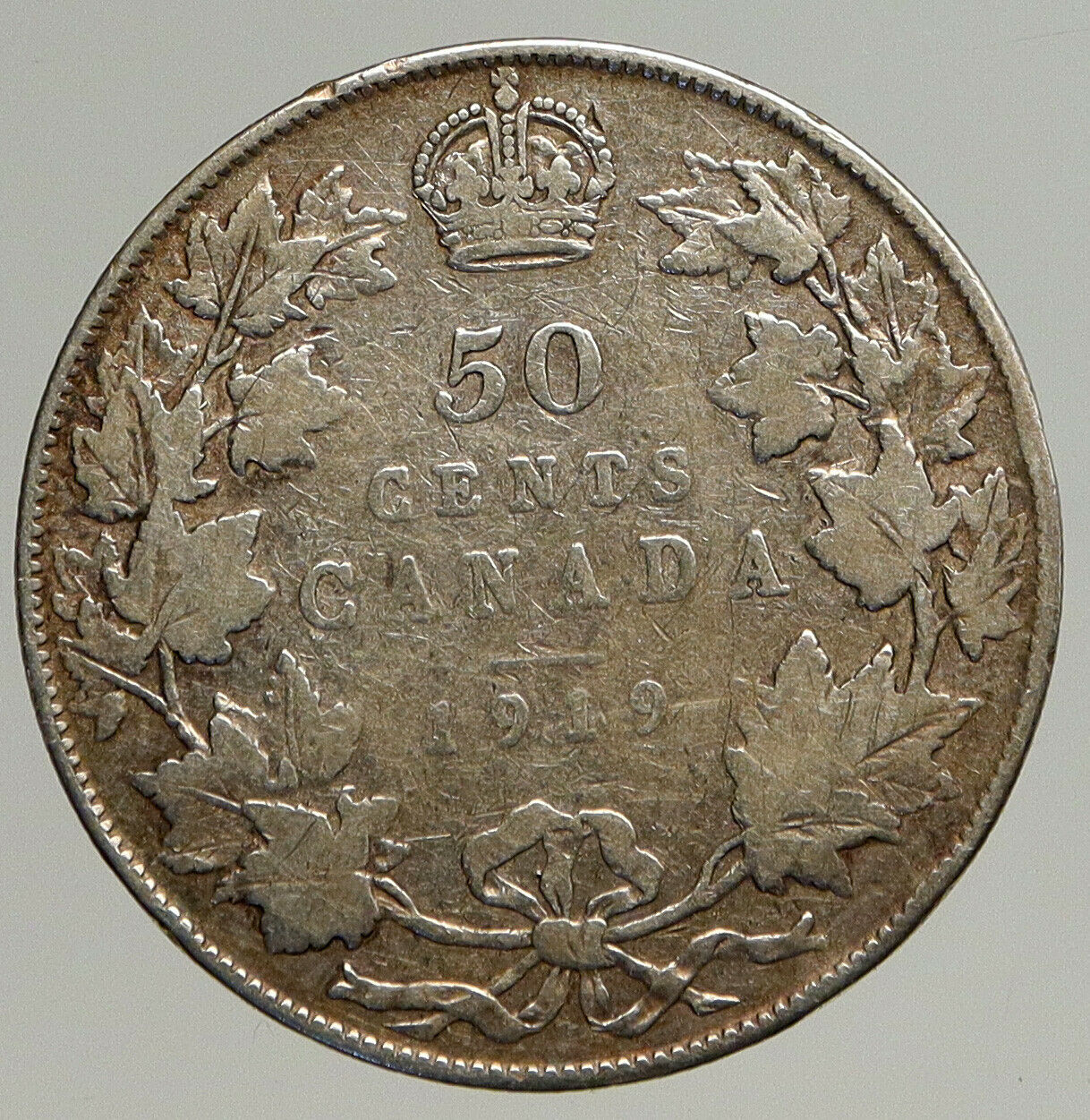 1919 CANADA Newfoundland UK King George V Antique SILVER 50 CENTS Coin i93855