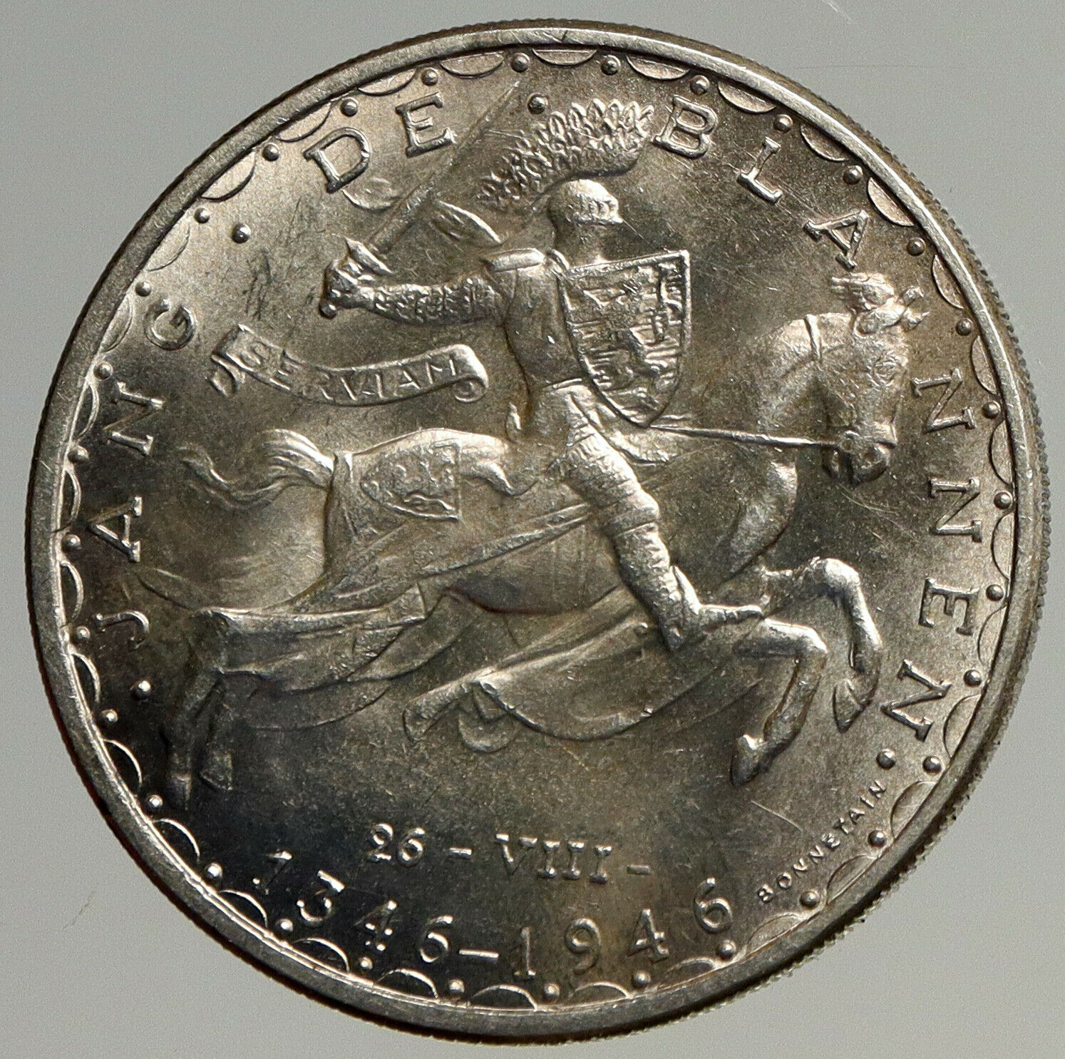 1946 LUXEMBOURG Duchess Charlotte John the Blind VINTAGE Silver 100F Coin i93566