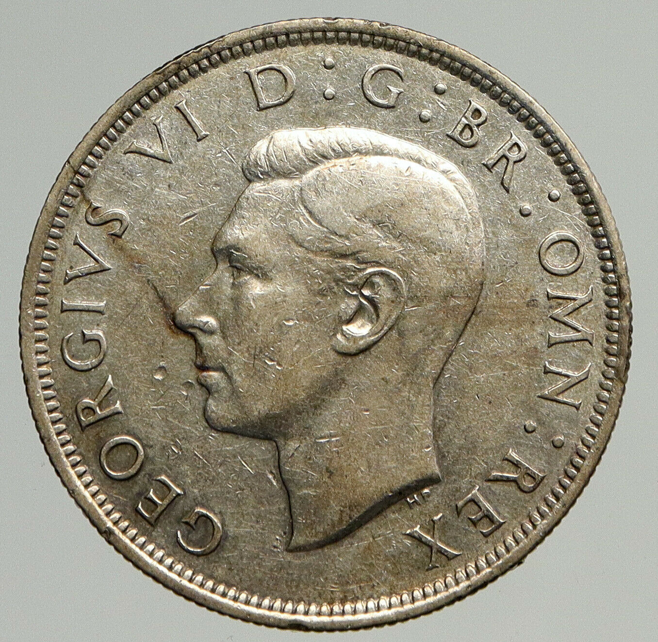 1943 Great Britain United Kingdom UK GEORGE VI Silver 1/2 Half Crown Coin i93842