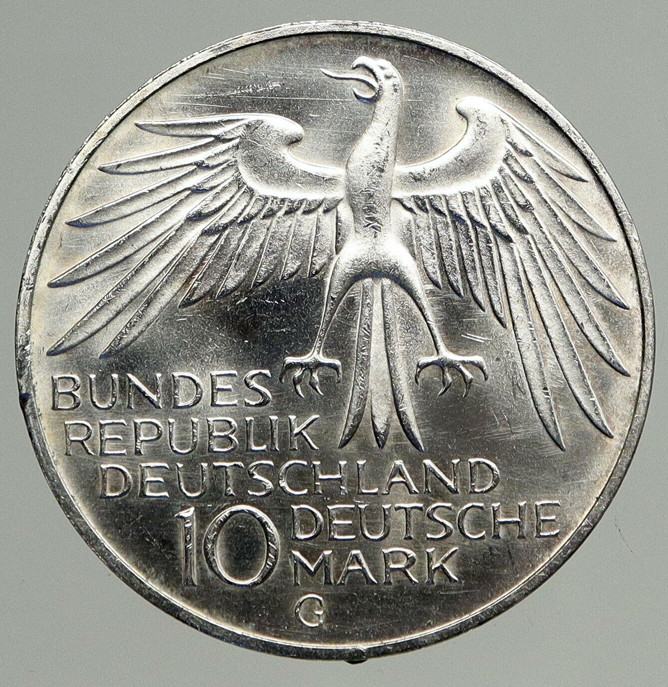 1972 G Germany Munich Summer Olympics Stadium VINTAGE 10 Mark Silver Coin i93724