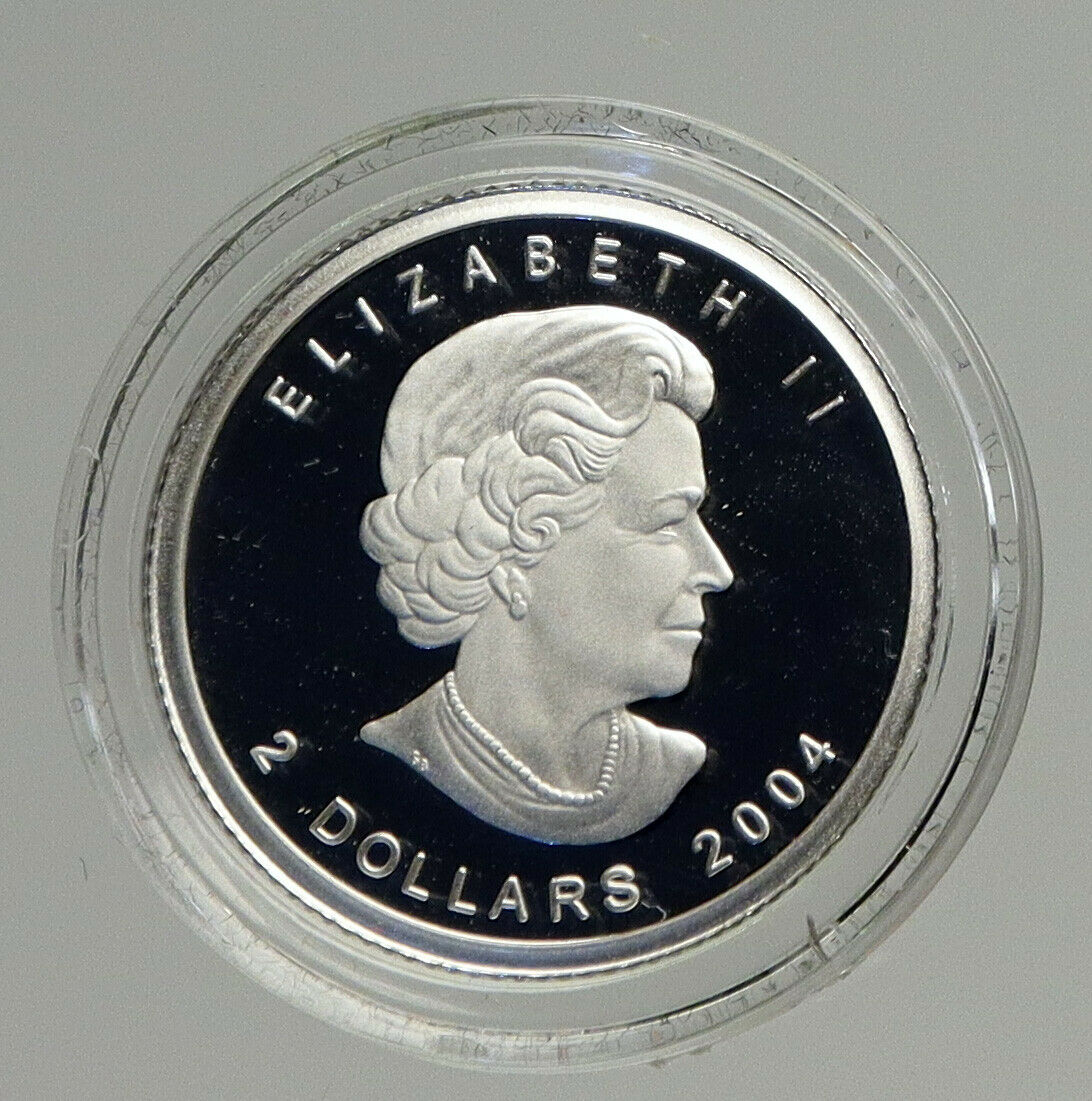 2004 CANADA UK Queen Elizabeth II Arctic Fox OLD Prooflike Silver $2 Coin i93826