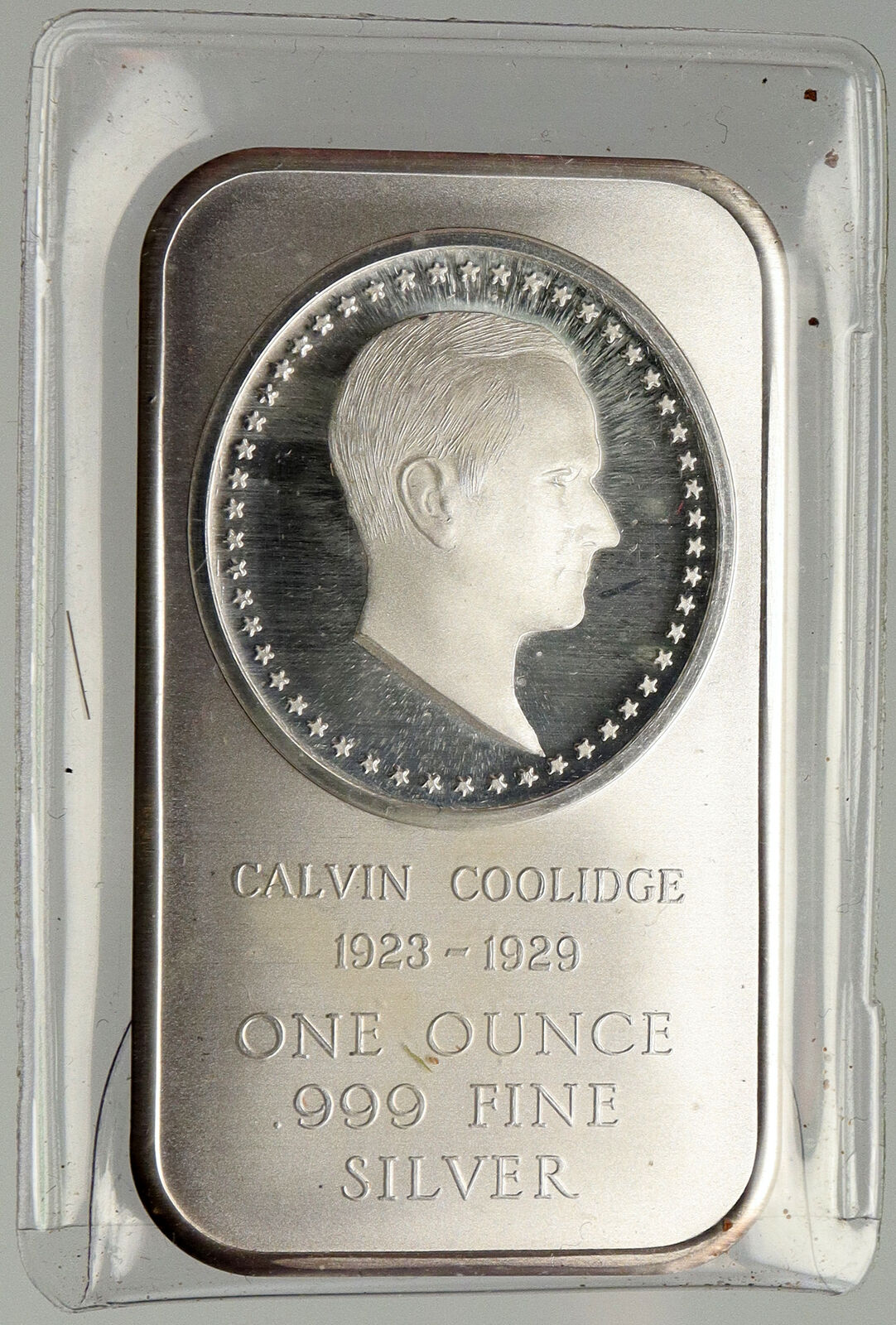 UNITED STATES BI-CENTENNIAL President Coolidge Ounce Silver BAR Medal i93787