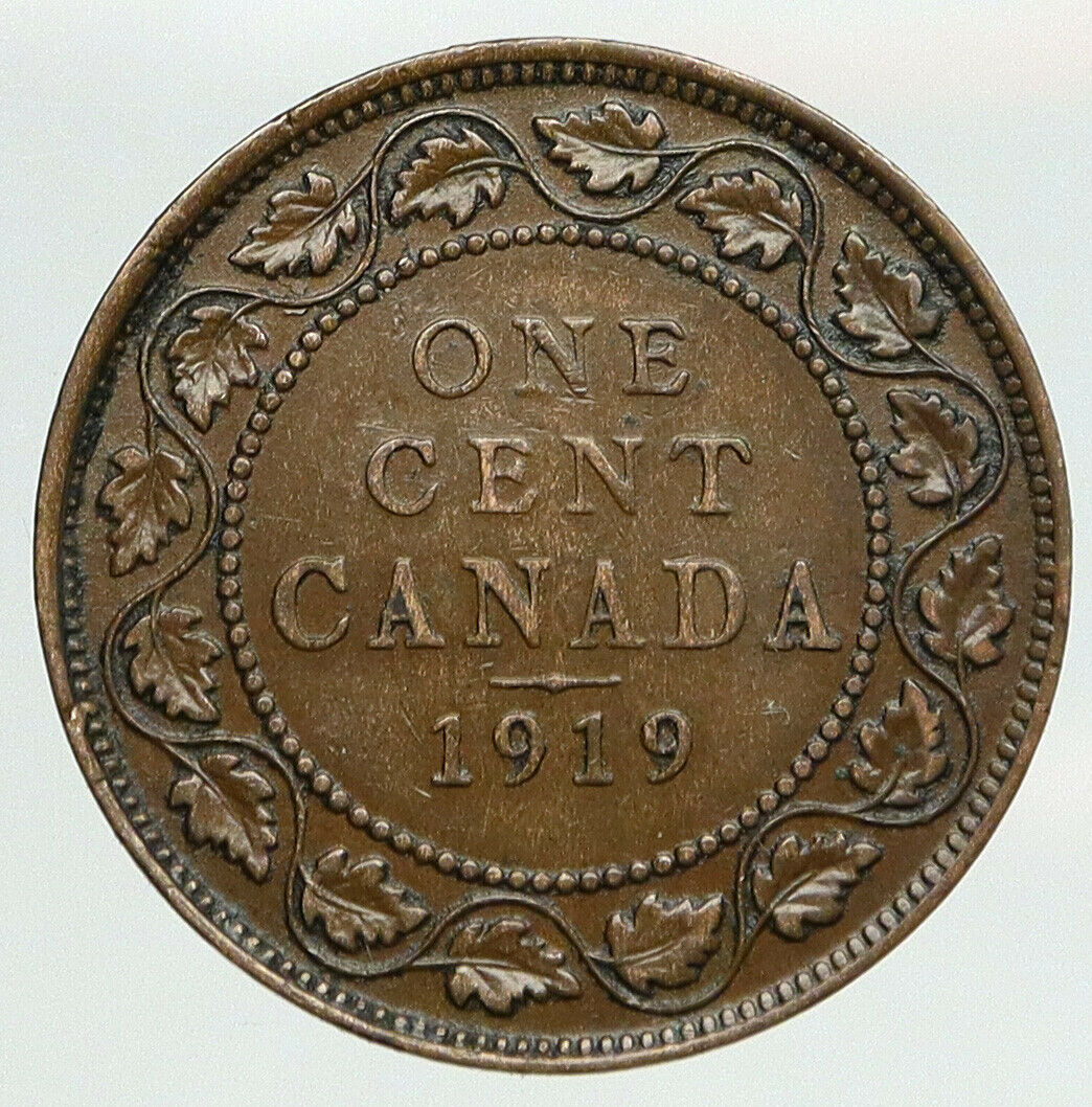 1919 CANADA UK British King George V Antique Vintage CANADIAN CENT Coin i93073