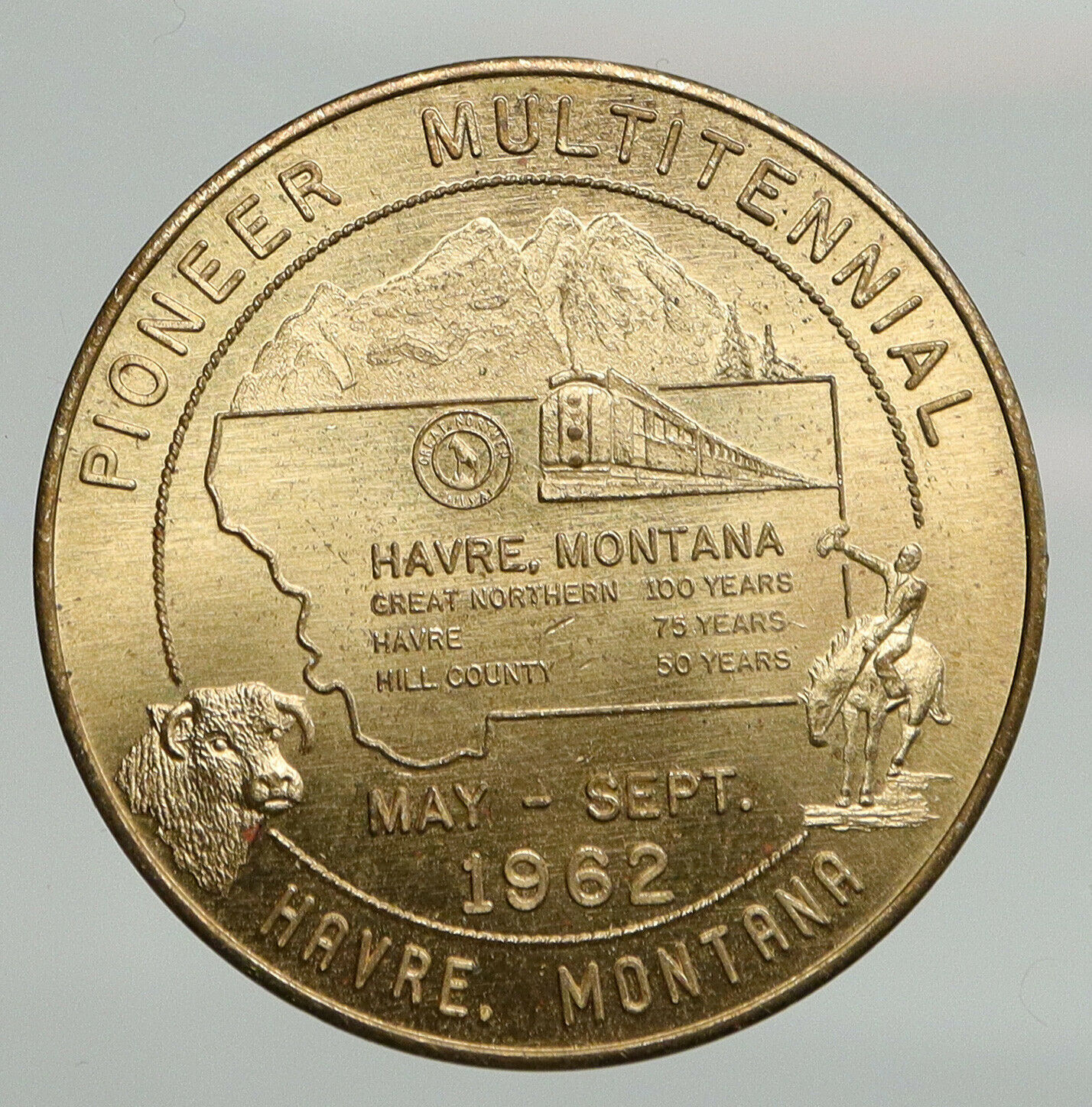 1962 UNITED STATES MONTANA City of Havre Pioneer Multitennial 50c Medal i93092