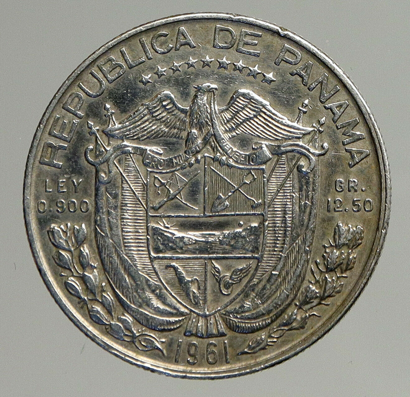 1961 PANAMA Spanish Conquistador Hero VINTAGE OLD Silver 1/2 BALBOA Coin i93853