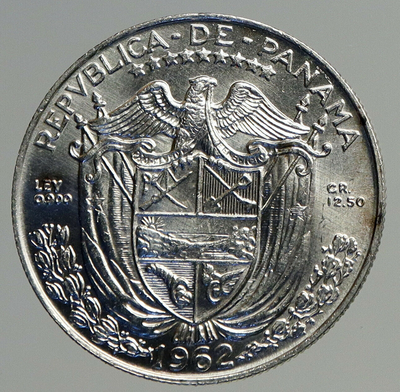 1962 PANAMA Spanish Conquistador Hero VINTAGE OLD Silver 1/2 BALBOA Coin i93835