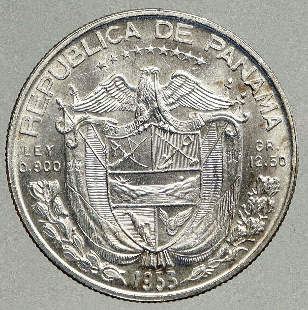 1953 PANAMA Spanish Conquistador Hero VINTAGE OLD Silver 1/2 BALBOA Coin i93750