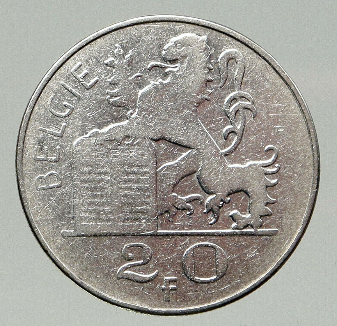 1949 BELGIUM with MERCURY Hermes VINTAGE Silver 20 Francs Belgian Coin i93126