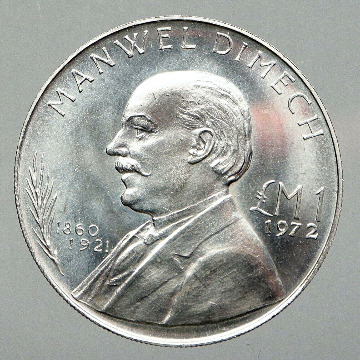 1972 MALTA Manwel Dimech Philosophy Author OLD VINTAGE Silver Lira Coin i92970