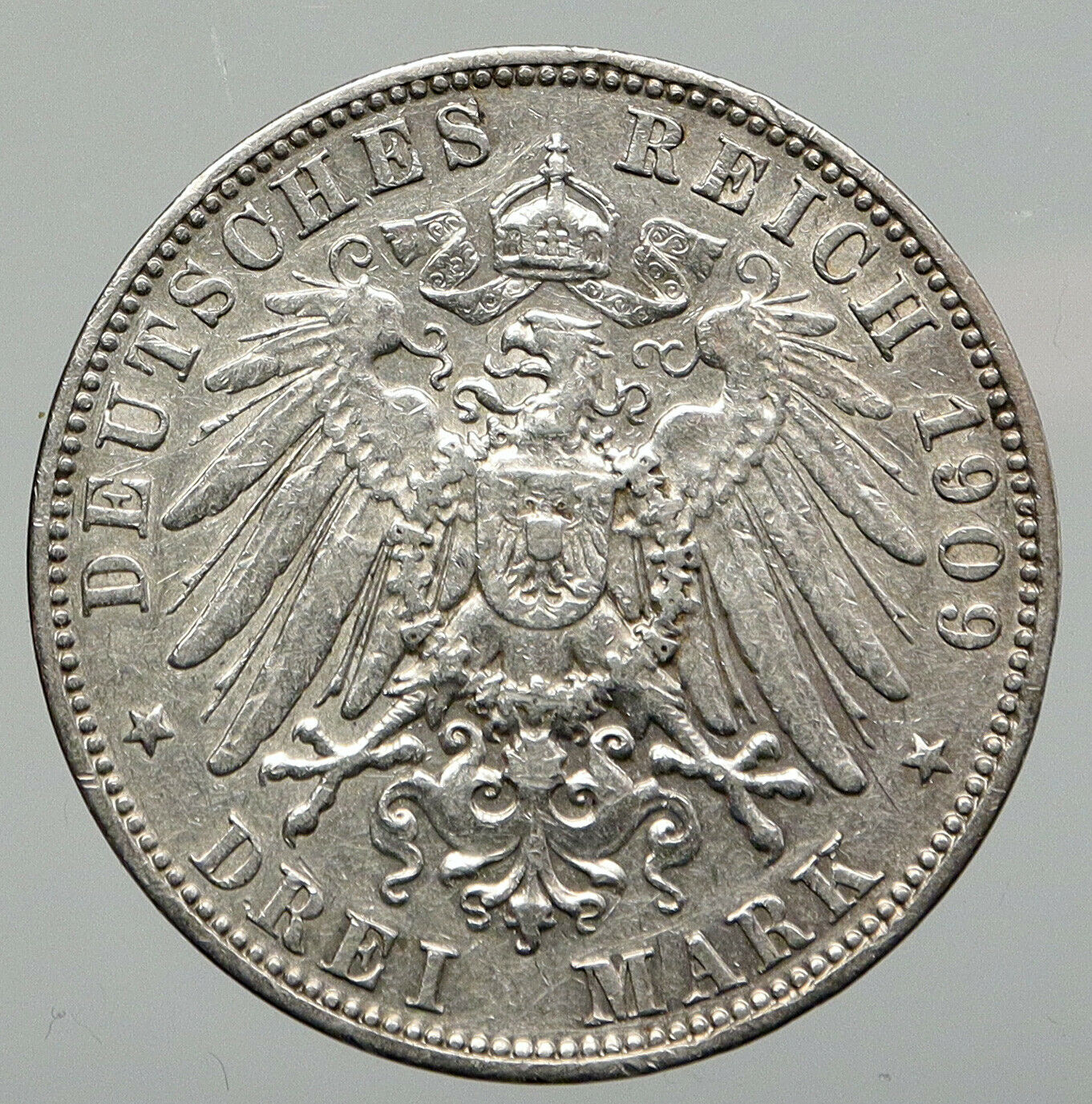 1909 German States SAXONY KING FRIEDRICH AUGUST Old Silver 2 Mark Coin i92968