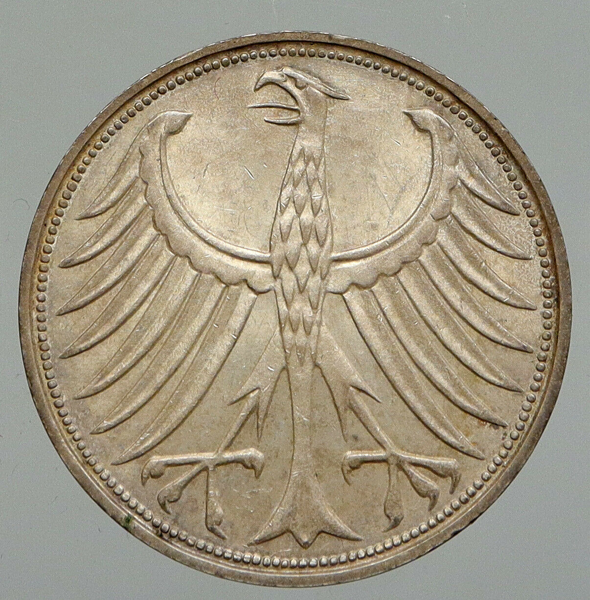 1965 F GERMANY Vintage Winged Eagle OLD German Large 5 Mark Silver Coin i92958