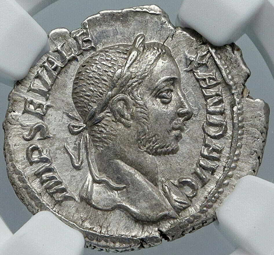 SEVERUS ALEXANDER Ancient 238AD Rome OLD Silver Roman Denarius Coin NGC i88687