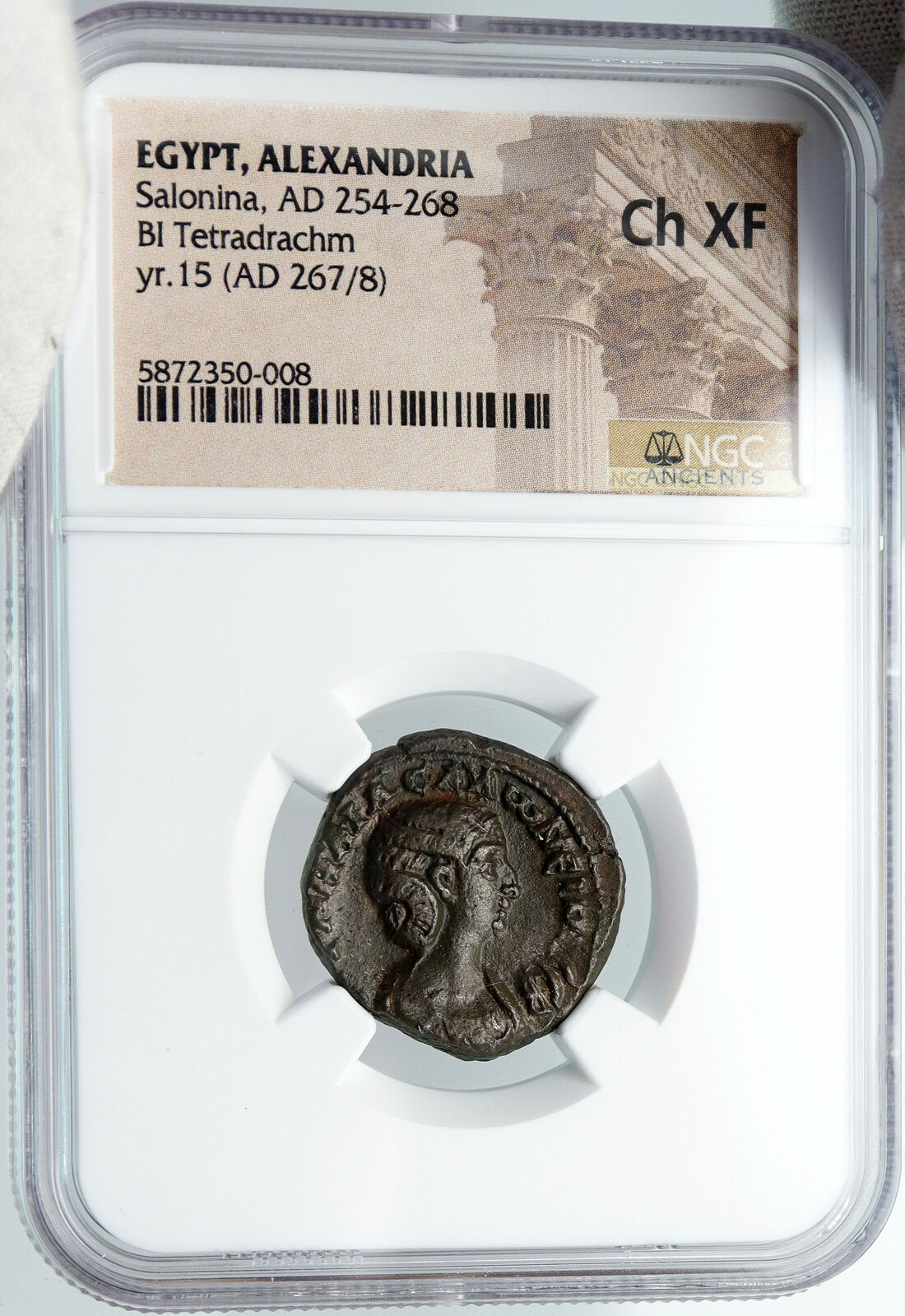 SALONINA wife of GALLIENUS Ancient 267AD Tetradrachm Alexandria Egypt NGC i88680