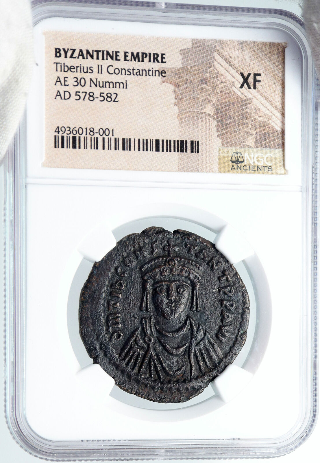 TIBERIUS II CONSTANTINE Constantinople Ancient Byzantine Follis Coin NGC i88670