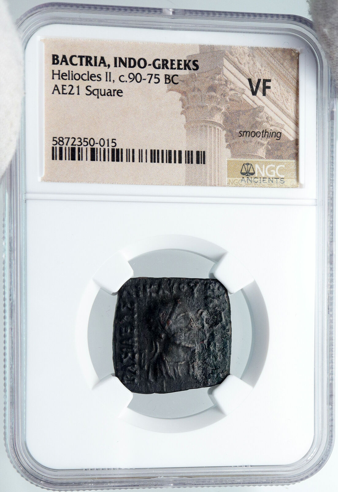 HELIOKLES II 90BC Indo Greek Kingdom India ZEUS ELEPHANT Ancient Coin NGC i88666