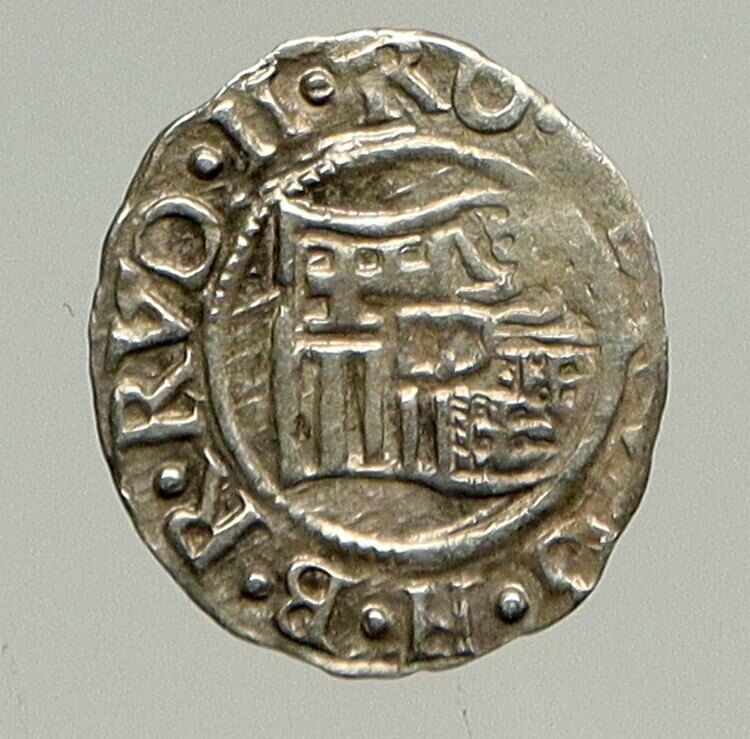 1579 HUNGARY King RUDOLF II Madonna & Child Antique OLD Silver Denar Coin i94337