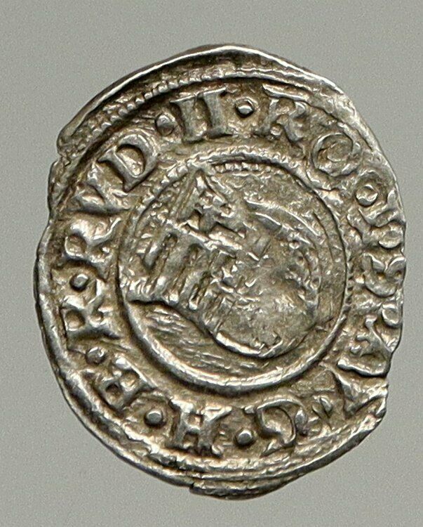 1586 HUNGARY King RUDOLF II Madonna & Child Antique OLD Silver Denar Coin i94317