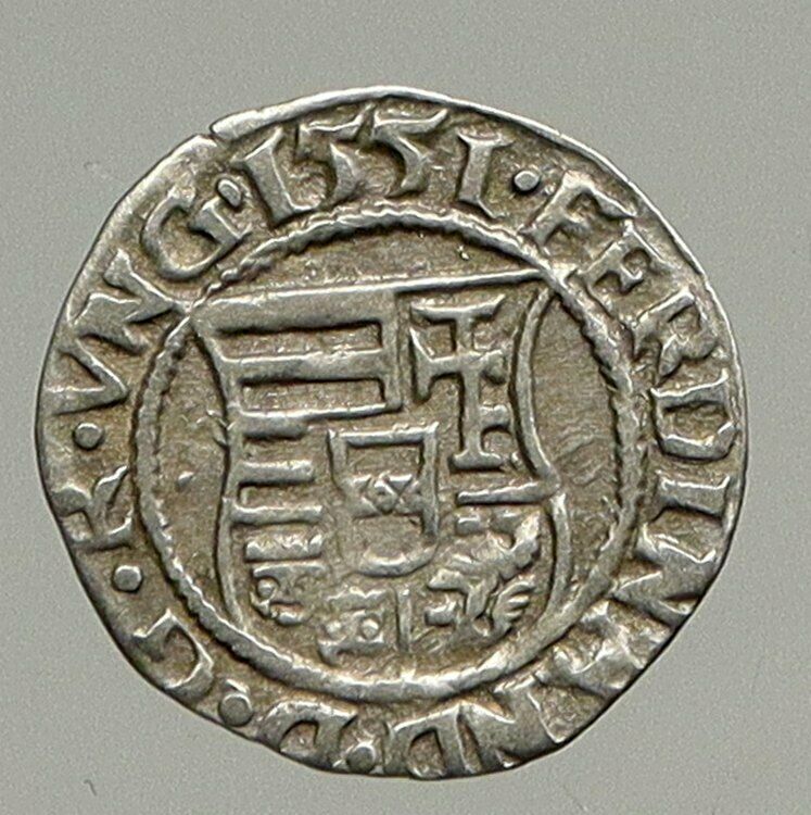 1551 HUNGARY King Ferdinand MADONNA & CHILD ANTIQUE Old Silver Denar Coin i94316