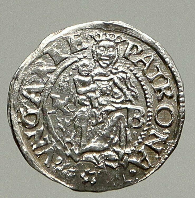 1539 HUNGARY King Ferdinand MADONNA & CHILD ANTIQUE Old Silver Denar Coin i94315