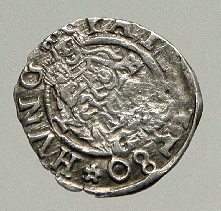 1580 HUNGARY King RUDOLF II Madonna & Child Antique OLD Silver Denar Coin i94327