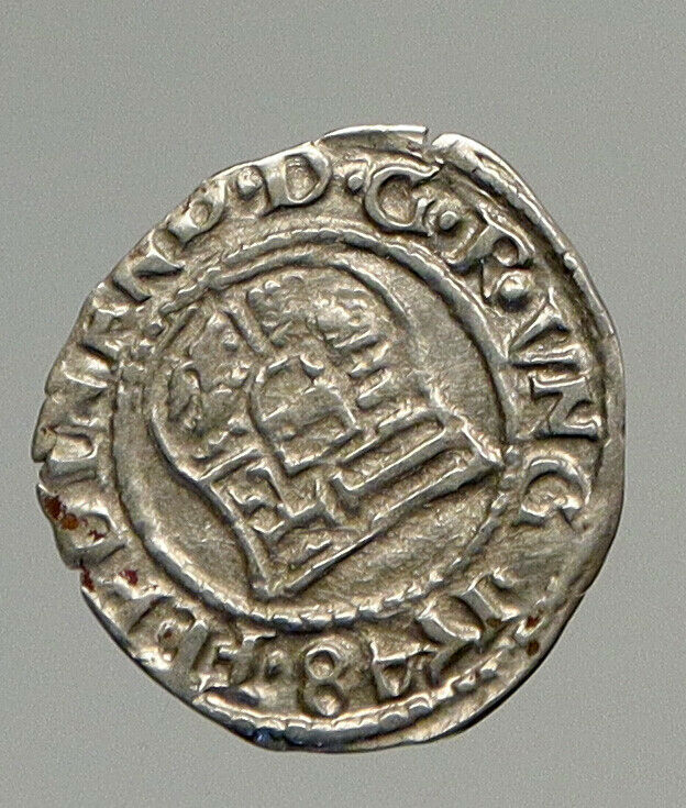 1548 HUNGARY King Ferdinand MADONNA & CHILD ANTIQUE Old Silver Denar Coin i94320