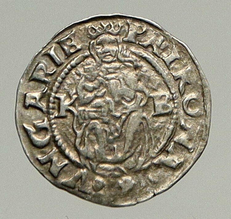 1553 HUNGARY King Ferdinand MADONNA & CHILD ANTIQUE Old Silver Denar Coin i94331