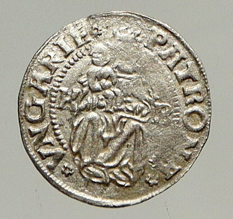 1532 HUNGARY King Ferdinand MADONNA & CHILD ANTIQUE Old Silver Denar Coin i94335