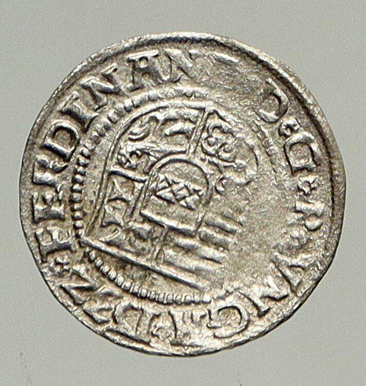 1532 HUNGARY King Ferdinand MADONNA & CHILD ANTIQUE Old Silver Denar Coin i94335