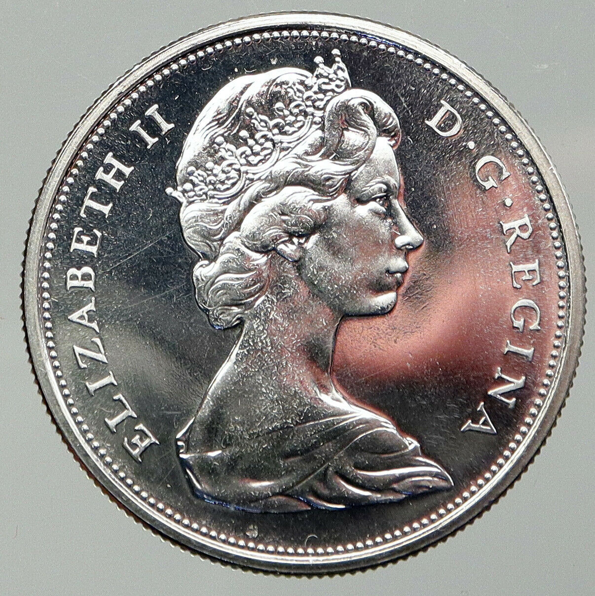 1966 CANADA UK Queen ELIZABETH II Unicorn Antique Silver 50 Cents Coin i92616