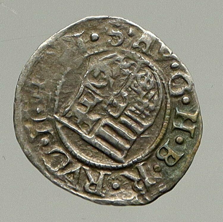 1580 HUNGARY King RUDOLF II Madonna & Child Antique OLD Silver Denar Coin i94322