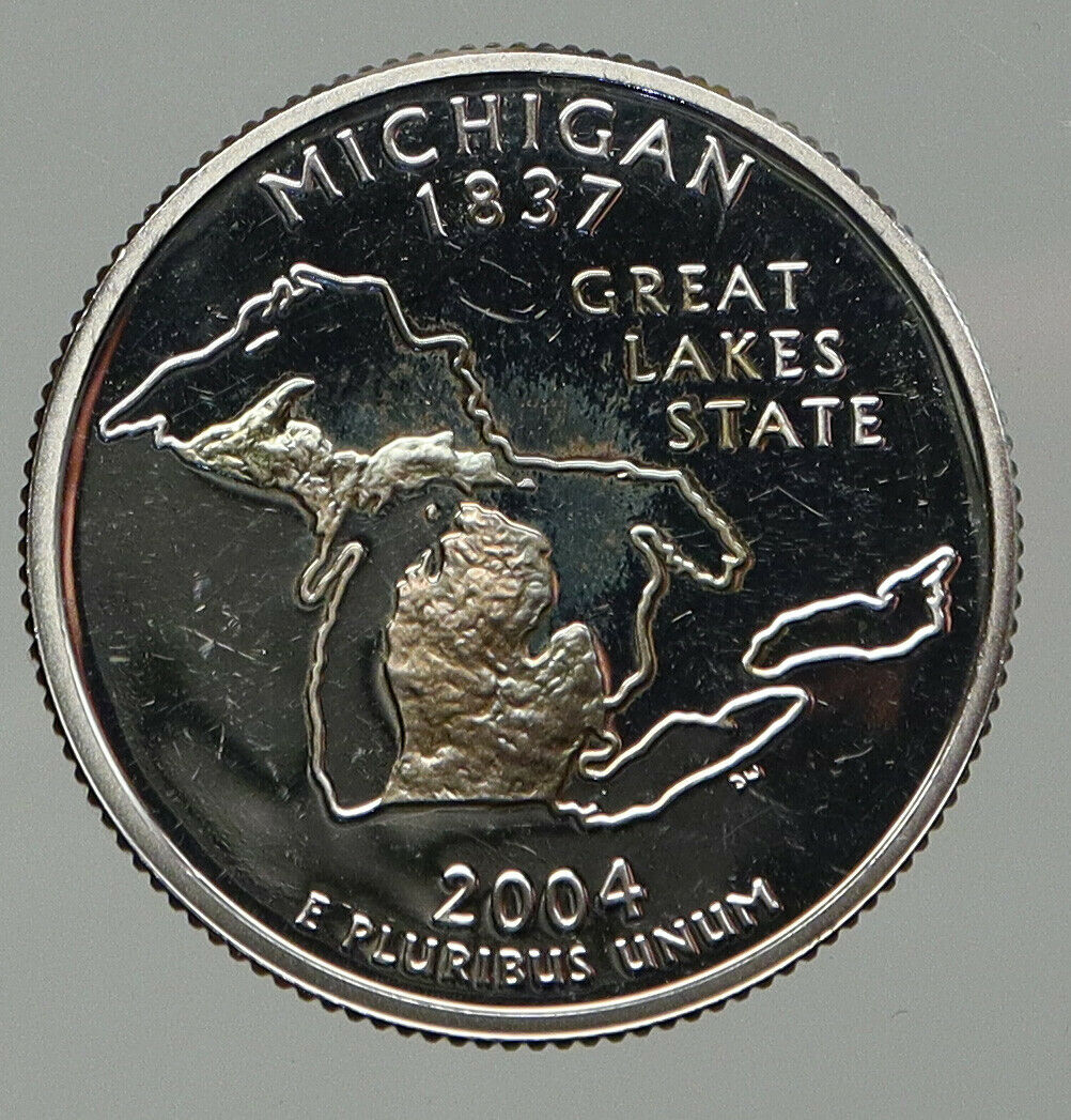 2004 S UNITED STATES USA Washington MICHIGAN Proof Silver Quarter Coin i92644