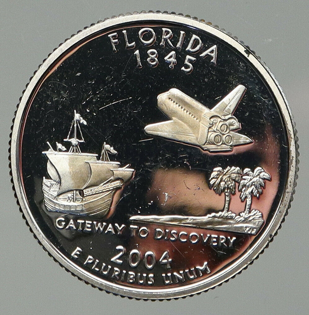 2004 S UNITED STATES USA Washington FLORIDA Old Proof Silver Quarter Coin i92648