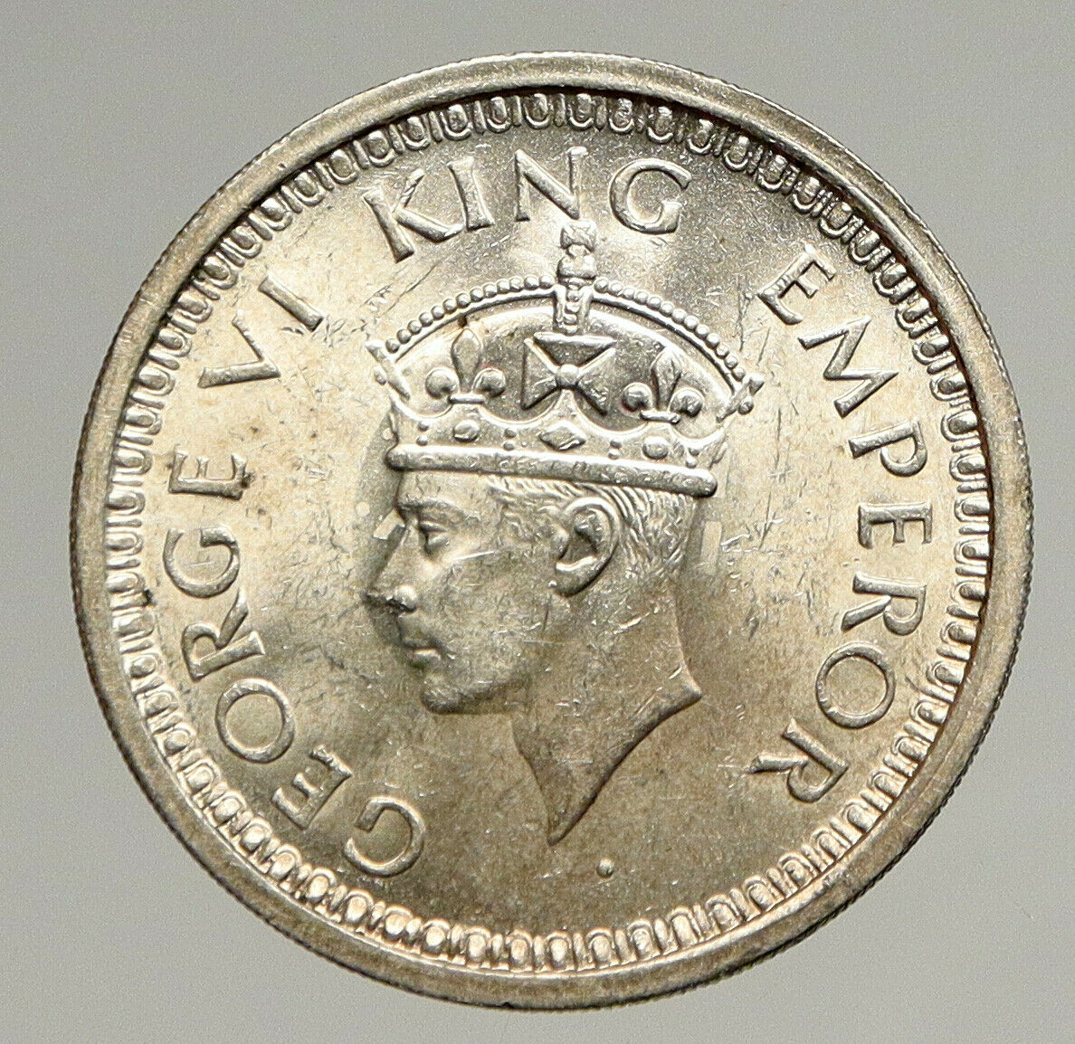 1944 B United Kingdom KING GEORGE VI British INDIA Old Silver Rupee Coin i94419