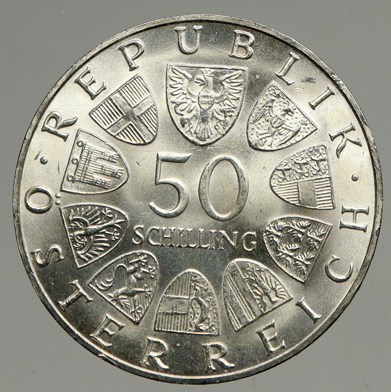 1969 AUSTRIA King Maximilian I Antique Silver 50 Schilling Austrian Coin i94418