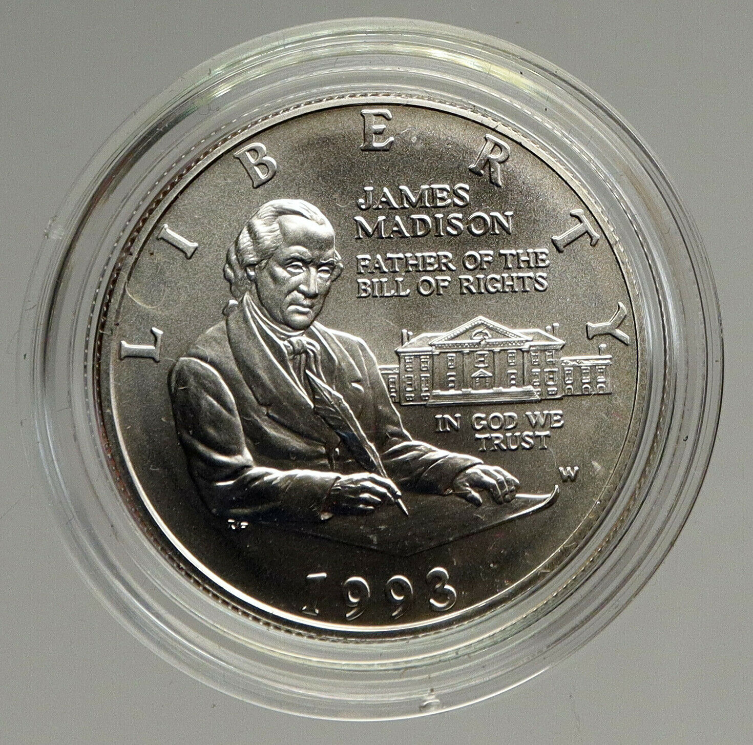 1993 W United States JAMES MADISON BILL OF RIGHTS Silver 1/2 Dollar Coin i94426