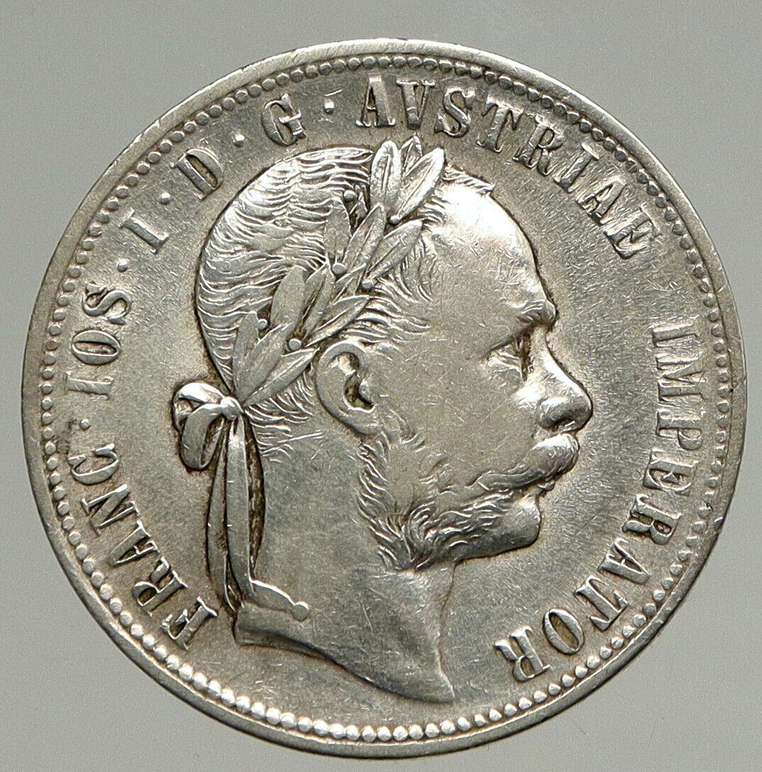 1879 AUSTRIA King FRANZ JOSEPH I Vintage OLD Antique Silver Florin Coin i94373