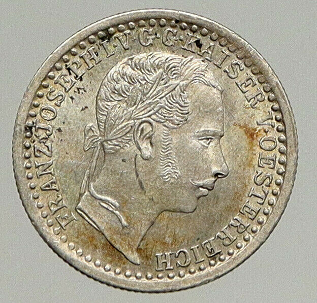 1859 A AUSTRIA FRANZ JOSEPH I Eagle Antique Silver Vintage 5 Kreuzer Coin i94376