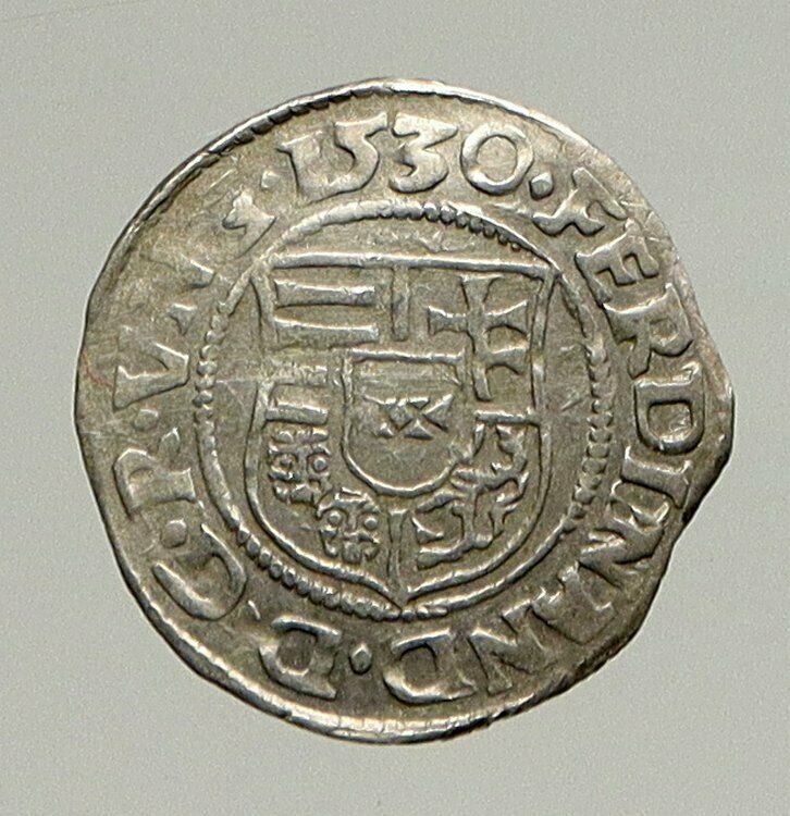 1530 HUNGARY King Ferdinand MADONNA & CHILD ANTIQUE Old Silver Denar Coin i94338