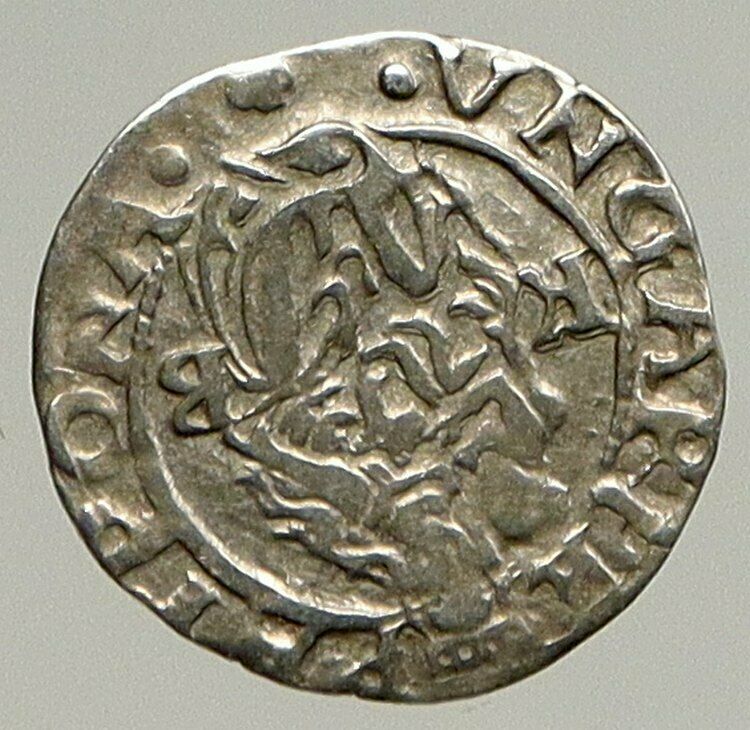 1563 HUNGARY King Ferdinand MADONNA & CHILD ANTIQUE Old Silver Denar Coin i94348