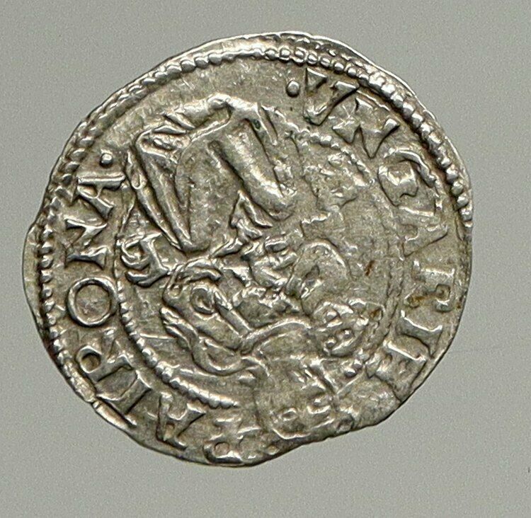 1533 HUNGARY King Ferdinand MADONNA & CHILD ANTIQUE Old Silver Denar Coin i94344